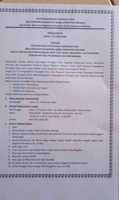 PENGUMUMAN